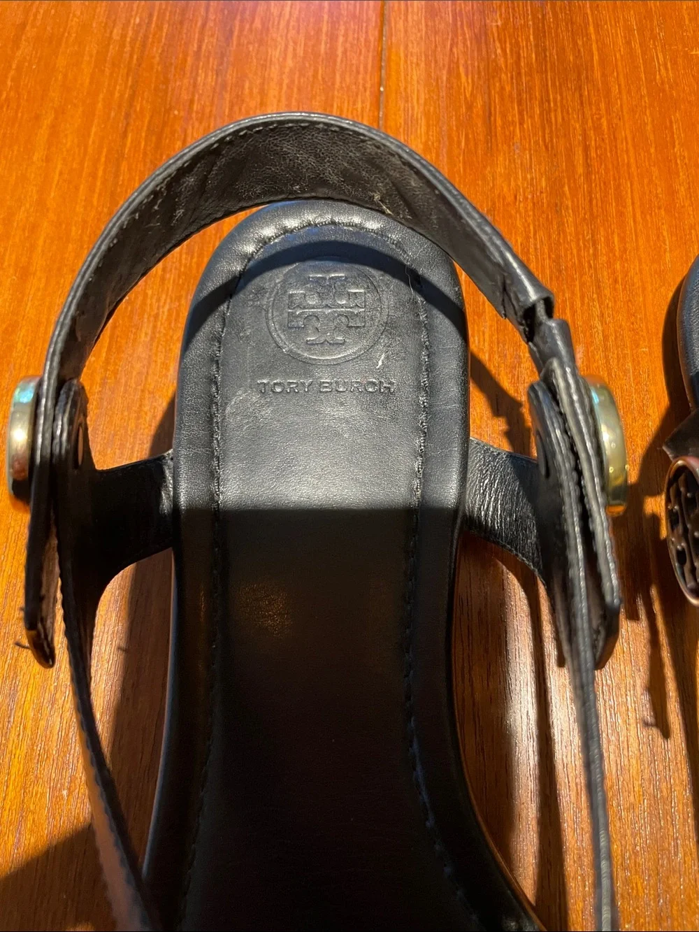 Tory Burch black leather Minnie travel convertible thong sandals 8.5
